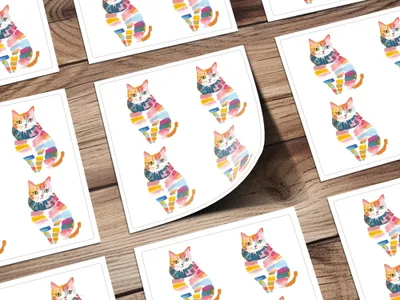 Watercolor Cat Digital Paper, Seamless Pattern File, Cute Kitten Design, Colorful Feline Art, Digital Download, Craft, Print - Moore and Mountain