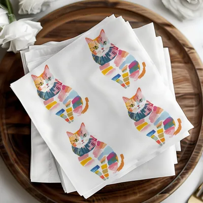 Watercolor Cat Digital Paper, Seamless Pattern File, Cute Kitten Design, Colorful Feline Art, Digital Download, Craft, Print - Moore and Mountain