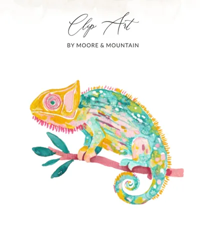Watercolor Chameleon PNG SVG Sublimation File, Vibrant Lizard Digital Art, Tropical Animal Clip Art for Crafters & Kids Decor SVG