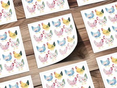 Watercolor Floral Chicken Sticker Sheets Farmyard Decor product type
Chicken stickers
Floral chickens
Watercolor art
Farm animal decals
Cute poultry
Decorative stickers
Planner stickers
Journal stickers
Scrapbooking supplies
Animal themed
Rooster hen
Colorful chickens
Gift ideas
DIY craft
Stationery items
Homestead decor
Country living
Pattern stickers
Sheet stickers
Poultry stickers
