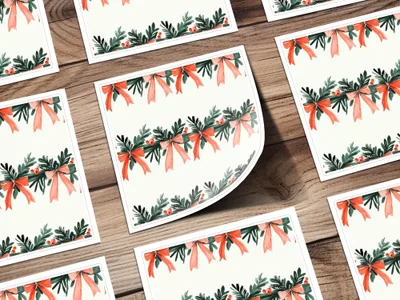 Watercolor Christmas Bow Digital Paper, Seamless Pattern, Holiday Digital, Festive Design, Scrapbooking Paper, Craft Supplies - Moore and Mountain