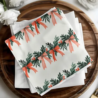 Watercolor Christmas Bow Digital Paper, Seamless Pattern, Holiday Digital, Festive Design, Scrapbooking Paper, Craft Supplies - Moore and Mountain