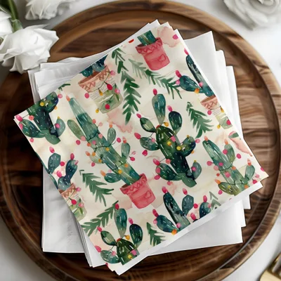 Watercolor Christmas Cactus Seamless Pattern Digital Download, Holiday Tree, Festive Desert Plant, Printable Fabric, Scrapbooking, Tileable - Moore and Mountain