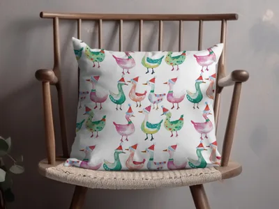 Watercolor Christmas Geese Pattern Illustration Cute Digital - Moore and Mountain