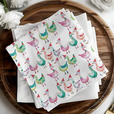 Watercolor Christmas Geese Pattern Illustration Cute Digital - Moore and Mountain