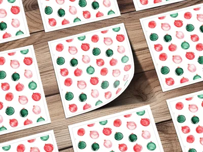 Watercolor Christmas Ornament Pattern Festive Season Digital - Moore and Mountain