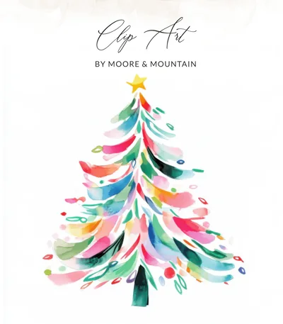 Watercolor Christmas Tree PNG Digital Clipart, Colorful Abstract Holiday Tree Sublimation Design, Whimsical Xmas Tree Printable Download