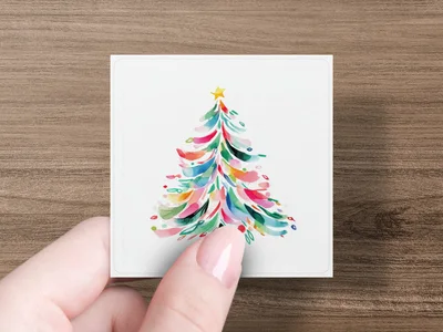 Watercolor Christmas Tree PNG Digital Clipart, Colorful Abstract Holiday Tree Sublimation Design, Whimsical Xmas Tree Printable Download