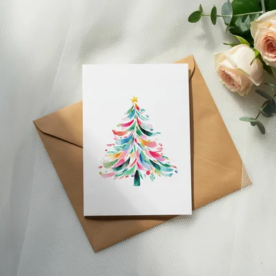 Watercolor Christmas Tree PNG Digital Clipart, Colorful Abstract Holiday Tree Sublimation Design, Whimsical Xmas Tree Printable Download