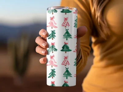Watercolor Christmas Trees Pattern Festive Holiday Digital - Moore and Mountain