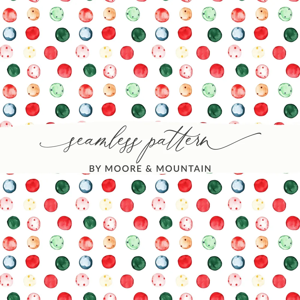 Watercolor Circles in Red Green Beige and Blue Digital - Moore and Mountain