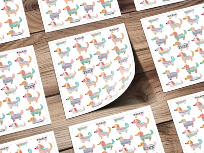 Watercolor Dachshund Pattern Artistic Design Element Digital - Moore and Mountain