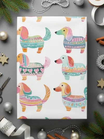 Watercolor Dachshund Pattern Artistic Design Element Digital - Moore and Mountain