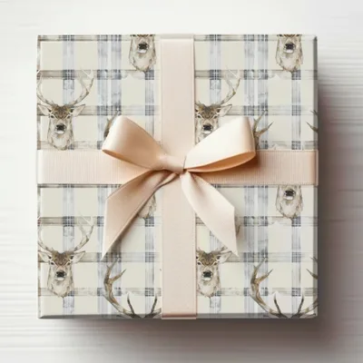 Elegant Deer Plaid Pattern Decorative Gift Wrap