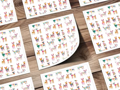Watercolor Dogs Seamless Pattern Playful Puppy Design Digital - Moore and Mountain