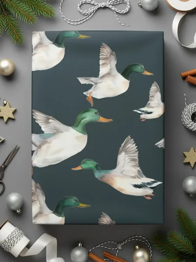 Watercolor Duck Seamless Pattern Digital Download, Flying Bird Repeating Design, Wildlife Art for Fabric, Scrapbooking, Backgrounds - Moore and Mountain