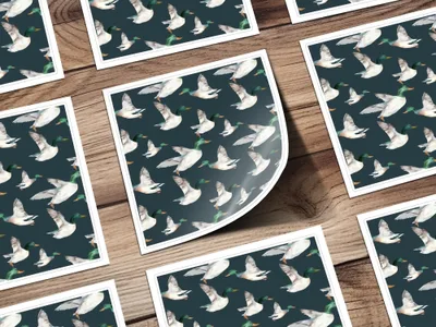Watercolor Duck Seamless Pattern Digital Download, Flying Bird Repeating Design, Wildlife Art for Fabric, Scrapbooking, Backgrounds - Moore and Mountain