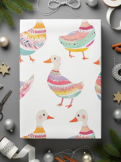 Watercolor Duckling Pattern On White Background Digital - Moore and Mountain