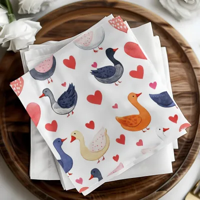 Watercolor Duckling Pattern, Seamless Goose Design, Heart Digital Paper, Commercial Use, Animal Print, Cute Seamless Pattern Digital - Moore and Mountain