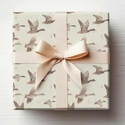 Elegant Gift Box with Flying Ducks Design Wrapping