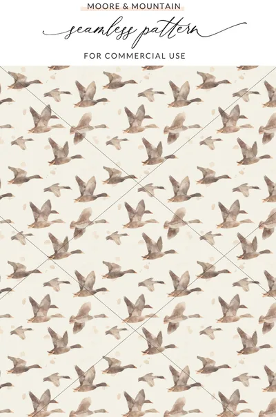 Seamless Pattern of Flying Ducks for Commercial Use