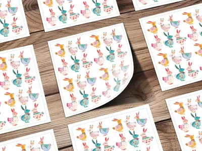 Watercolor Easter Rabbits in Pastel Colors Seamless Pattern Digital - Moore and Mountain