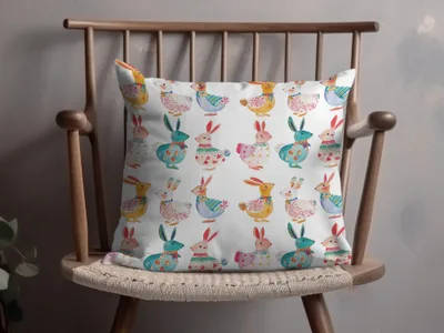 Watercolor Easter Rabbits in Pastel Colors Seamless Pattern Digital - Moore and Mountain
