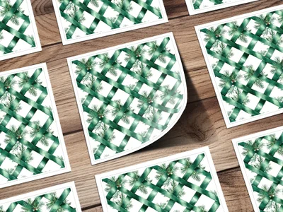 Watercolor Evergreen Ribbon Digital Seamless Pattern, Christmas Digital Paper, Fabric Design, Scrapbooking Paper, Sublimation Design - Moore and Mountain