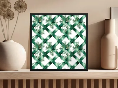 Watercolor Evergreen Ribbon Digital Seamless Pattern, Christmas Digital Paper, Fabric Design, Scrapbooking Paper, Sublimation Design - Moore and Mountain