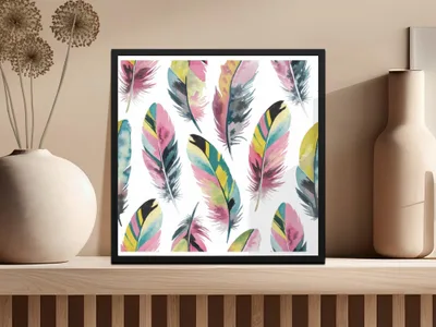Watercolor Feather Pattern, Digital Download, Seamless Feather Design, Colorful Feather Pattern, Craft Supplies, Scrapbook Paper - Moore and Mountain