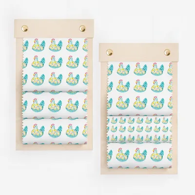 Whimsical Floral Blue Chicken Rooster Design Sample product type
Chicken print, Rooster pattern, Floral chicken, Whimsical design, Farm animal print, Poultry pattern, Blue chicken, White background, Fabric swatch, Sample display, Textile art, Cute chicken, Bird pattern, Decorative print, Home decor print, Nursery design, Spring pattern, Summer print, Kids pattern, Craft supply