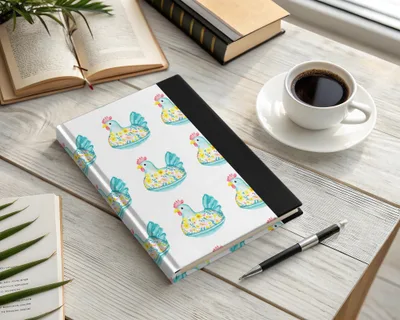 Blue Teal Chicken Floral Design Journal Notebook product type