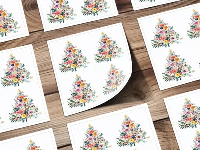 Watercolor Floral Christmas Tree Digital, Seamless Pattern JPEG, Holiday Design, Festive Art, Crafting Printable, Scrapbooking Paper - Moore and Mountain
