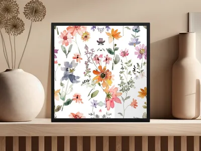 Watercolor Floral Digital Paper, Peach Orange Flower Pattern, Spring Flower Background, Ditsy Floral Pattern, Summer Digital Paper - Moore and Mountain