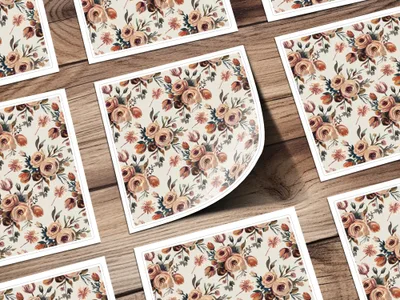 Watercolor Floral Digital Paper, Peach Rose Pattern, Abstract Flower Design, Seamless Surface Pattern, Printable Paper Pack, Scrapbook Paper - Moore and Mountain