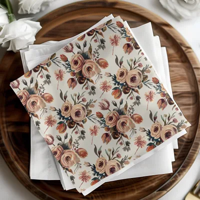 Watercolor Floral Digital Paper, Peach Rose Pattern, Abstract Flower Design, Seamless Surface Pattern, Printable Paper Pack, Scrapbook Paper - Moore and Mountain