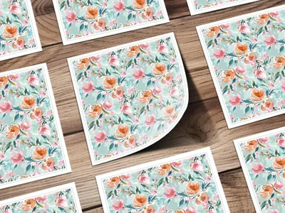 Watercolor Floral Digital Paper, Pink Peach Flower Pattern, Spring Seamless Pattern, Fabric Design, Digital Background, Scrapbooking - Moore and Mountain