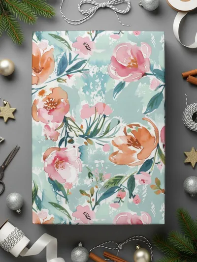 Watercolor Floral Digital Paper, Pink Peach Flower Pattern, Spring Seamless Pattern, Fabric Design, Digital Background, Scrapbooking - Moore and Mountain