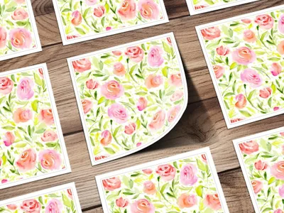 Watercolor Floral Digital Paper, Rose Seamless Pattern, Flower Print, Repeat Pattern, Fabric Design, Scrapbooking Paper, Digital Download - Moore and Mountain