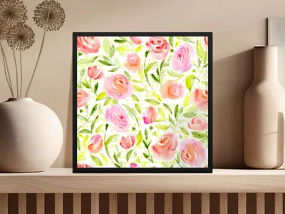 Watercolor Floral Digital Paper, Rose Seamless Pattern, Flower Print, Repeat Pattern, Fabric Design, Scrapbooking Paper, Digital Download - Moore and Mountain