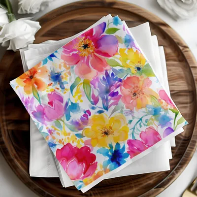 Watercolor Floral Digital Paper, Seamless Flower Pattern, Bright Blooms, Colorful Garden, Scrapbook Paper, Fabric Design Digital - Moore and Mountain