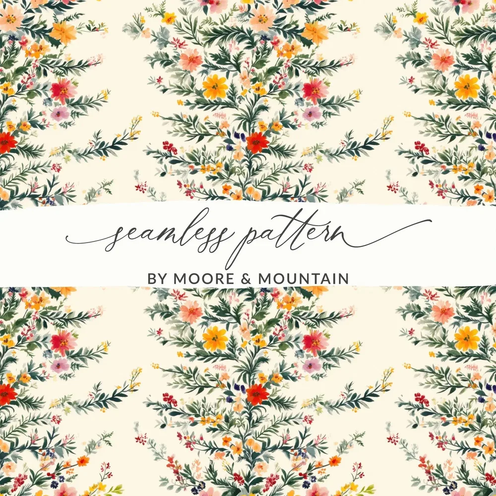 Vintage Christmas Branches Seamless Pattern Christmas Toile Seamless Pattern - Moore and Mountain