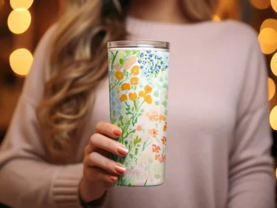 Floral Meadow Design Insulated Tumbler Drinkware
