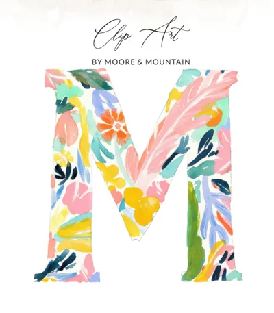 Watercolor Floral M Letter SVG | Preppy Clip Art Digital Initial Monogram Alphabet Design | Boho Nursery Wall Art Printable Craft File