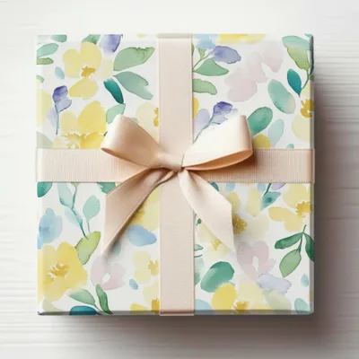 Floral Patterned Gift Box with Ribbon elegant wrapping