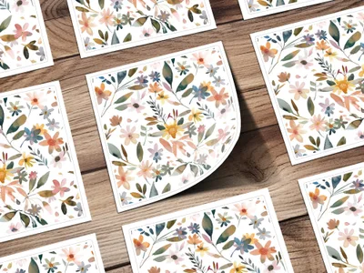 Watercolor Floral Pattern Digital Paper, Seamless Flower Background, Watercolor Flowers Digital, Floral Design, Scrapbooking Paper - Moore and Mountain