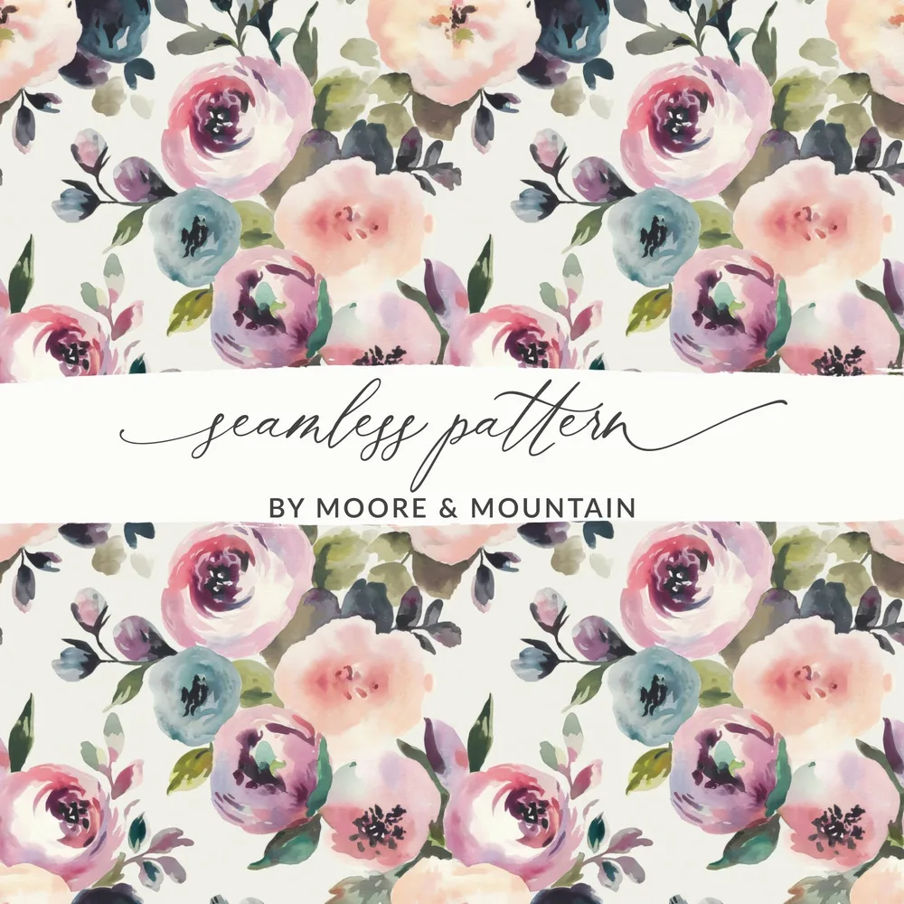 Watercolor Floral Pattern, Digital Paper, Seamless Flower Design, Fabric Print, Scrapbook Paper, Pastel Flowers, Floral Background - Moore and Mountain
