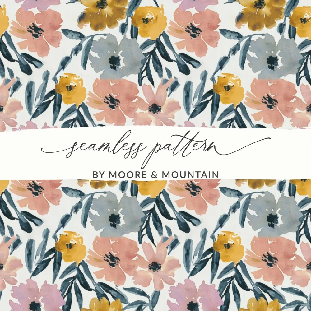 Watercolor Ditsy Floral Pattern Digital Paper, Seamless Flower Design, Fabric Print, Scrapbooking, Digital Background, JPEG Download - Moore and Mountain