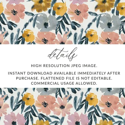 Watercolor Ditsy Floral Pattern Digital Paper, Seamless Flower Design, Fabric Print, Scrapbooking, Digital Background, JPEG Download - Moore and Mountain