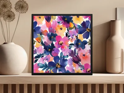Abstract Colorful Floral Art Print for Home Decor